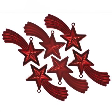 Christmas Tree Decoration - Assorted Red Shooting Star - Pack of 3