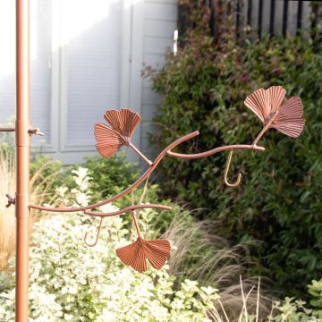 Decorative Ginkgo Design Garden Bird Feeder Dining Station in Copper