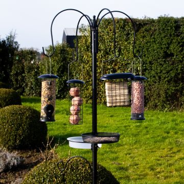 Large Garden Bird Feeder Dining Station with FOUR Feeders, Water & Seed tray plus extra Hanging Bracket