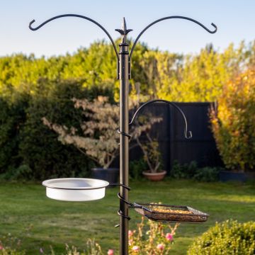 Bird Feeder Station with 3 hanging arms, Seed and Water Tray