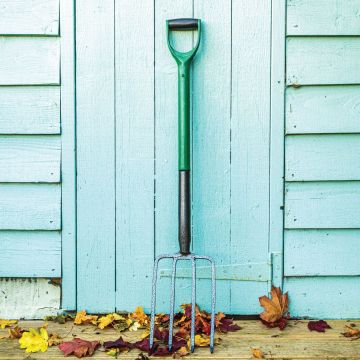 Green & Grey Carbon Steel Garden Digging Fork