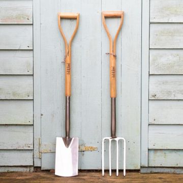 Ash & Steel: Heavy Duty Stainless Steel Garden Border Fork & Spade Set with Ash Handle