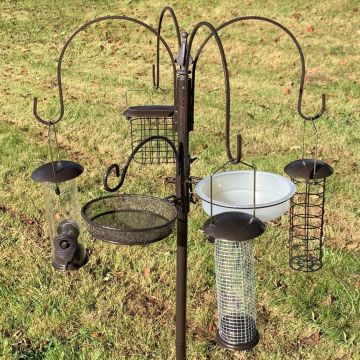 Bird Feeder Dining Station with 6 Feeders and Hanging Brackets