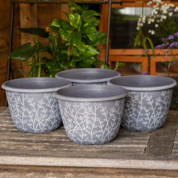 Pack Of Four - Pastel Grey Serenity Planter (30cm)