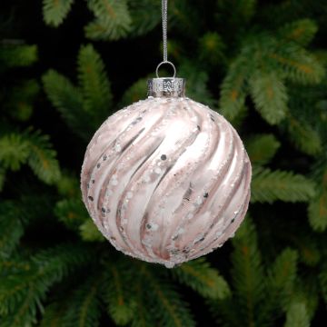 Christmas Decoration - Blush Pink Ice Swirl Bauble