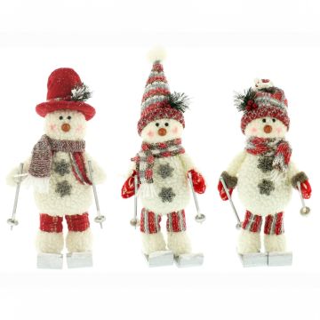 Christmas Decoration - Assorted Skiing Snowmen - Pack of 3