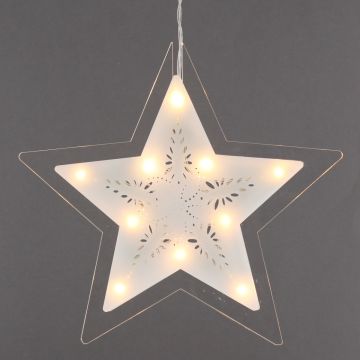 Christmas Decoration - Warm White Led Acrylic Star - Battery Operated