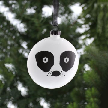 Christmas Tree Decoration - Racoon Printed Decal Glass Bauble