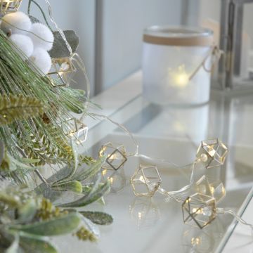 Christmas Tree String Lights - 10 Silver Geometric Ball Lights 