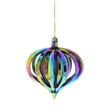 Christmas Tree Decoration - Dark Iridescent Glass Onion Bauble