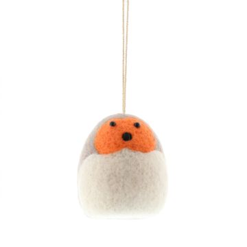 Christmas Tree Decoration - Hanging Boiled Wool Robin