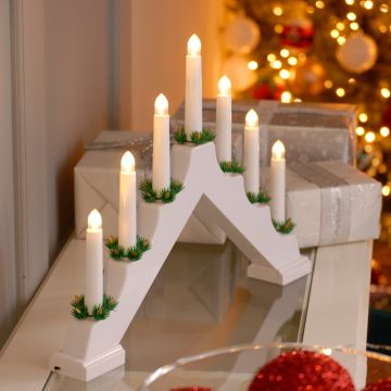 Christmas Decoration - 7 Led Candle Bridge- White