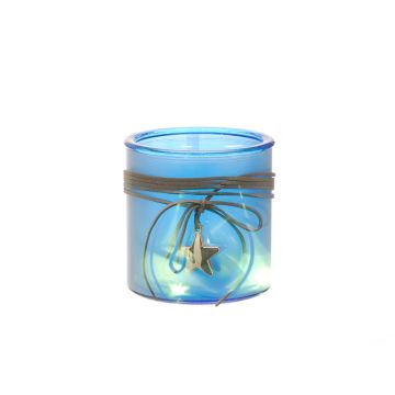 Christmas Decoration - Battery Operated Lit Star Effect Blue Lantern