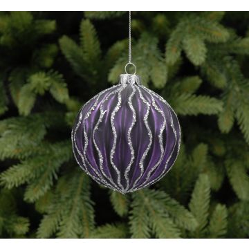 Christmas Tree Decoration -  Purple & Silver Bauble