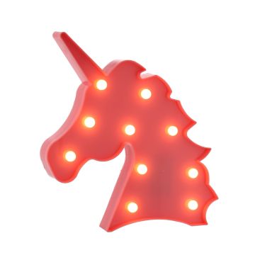 Christmas Decoration - Led Pink Unicorn Head - Battery Operated