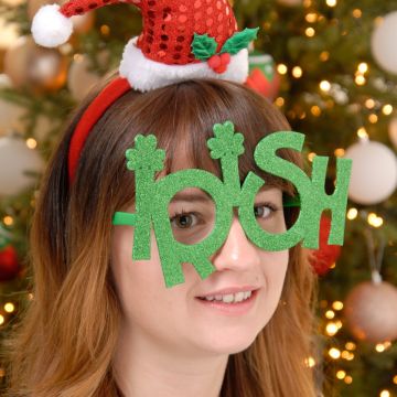 Christmas Decoration - Green IRISH Word Glasses