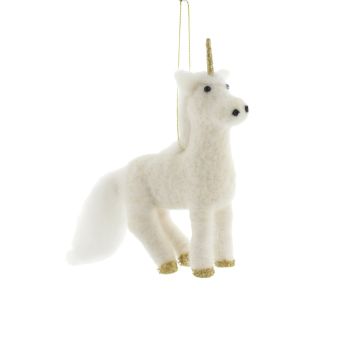 Christmas Tree Decoration - White Wool Unicorn