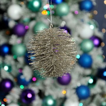 Christmas Tree Decoration - Silver Bristle Bauble