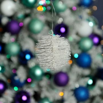 Christmas Tree Decoration - White Bristle Ball