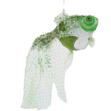 Christmas Decoration - Green and White Mesh Fish