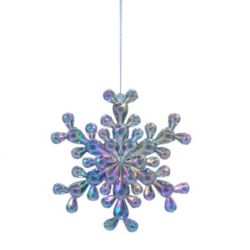 Christmas Tree Decoration - Light Grey Iridescent Snowflake