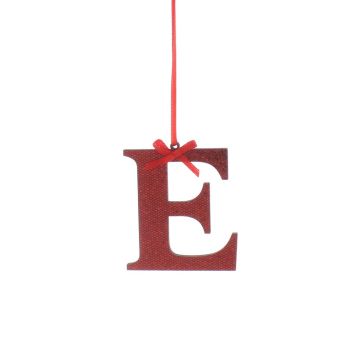 Christmas Decoration - Red Wooden Letter E