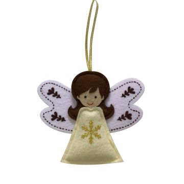 Christmas Tree Decoration - White and Gold hanging Angel