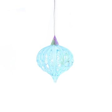 Christmas Decoration - Blue Iridescent Glass Inion Bauble