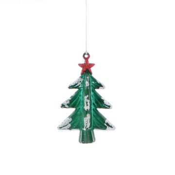 Christmas Tree Decoration - Hanging Green Tree with Snow Flock