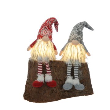 Christmas Decoration - Led Light Dangly Legs Scandinavian Gonks - Pack of 2 