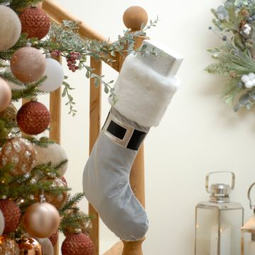 Christmas Decoration - Silver Santa belt Stocking