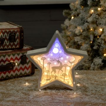 Christmas Decoration -Reindeer Scene in Star Diorama