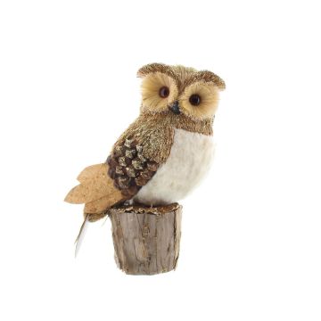 Christmas Decoration - Bristle Owl on Log