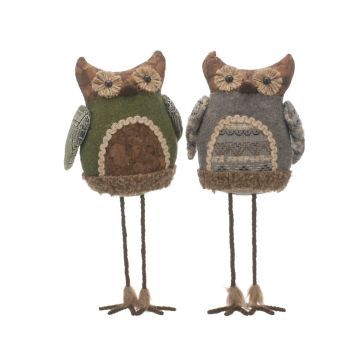 Christmas Decoration - Assorted Grey and Green Owls