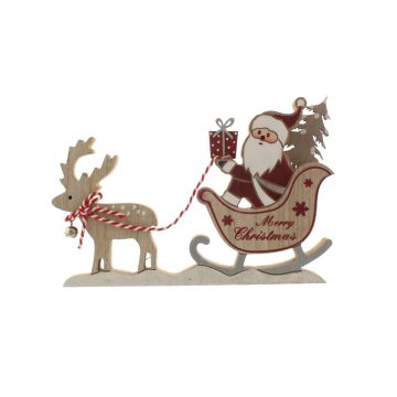 Christmas Decoration - Red Santa on Sleigh and Reindeer 