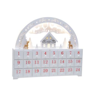 Christmas Decoration - White Village Advent Scene - Battery Operated