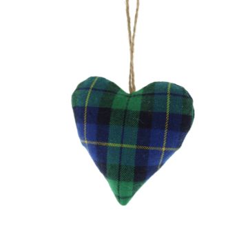 Christmas Tree Decoration - Blue & Green Tartan Heart