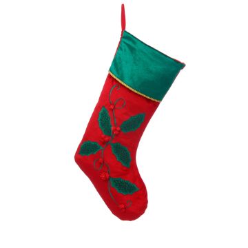 Holly Leaf Christmas Stocking