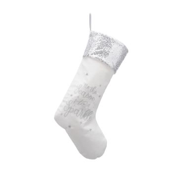 Christmas Decoration - TIS THE SEASON TO SPARKLE White Stocking