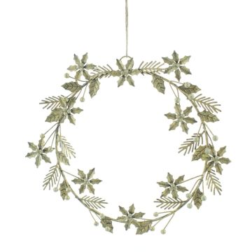 Christmas  Decoration - Metal Gold Flower Hanging Wreath