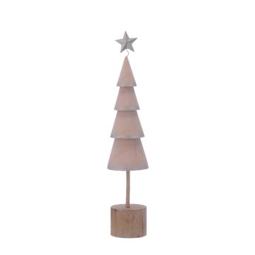 Christmas Table Decoration - Pink Wooden Tree with Star