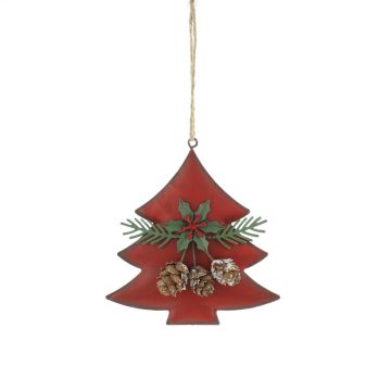 Christmas Decoration - Hanging Metal Tree with Green Foliage Heart