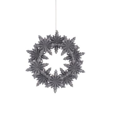 Christmas Decoration - Iron Grey Glitter Snowflake Wreath