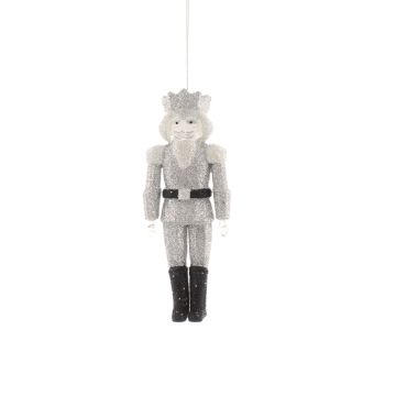 Christmas Tree Decoration - Silver Glitter Nutcracker