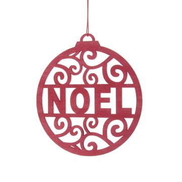 Christmas Decoration - Hanging Red Laser Cut 'NOEL' Disc