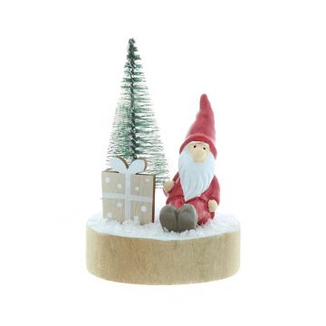 Christmas Decoration - Tabletop  Santa with Tree on Wooden Base