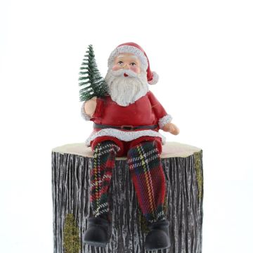 Christmas Decoration - Sitting Dangly Legs Santa Holding Tree