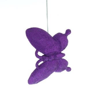 Christmas Tree Decoration - Purple Glitter Butterfly