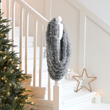 Christmas Tree Decoration - Extra Long Silver Tinsel - 10m