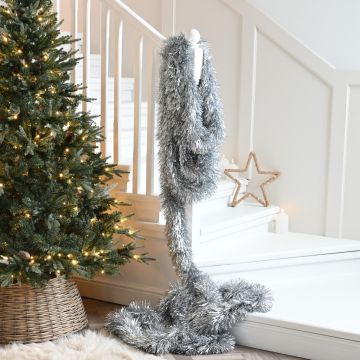 Christmas Tree Decoration - Extra Long Silver Downswept Tinsel - 10m